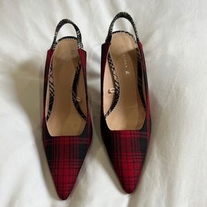 ZARA Plaid Slingback Pumps. Size 36